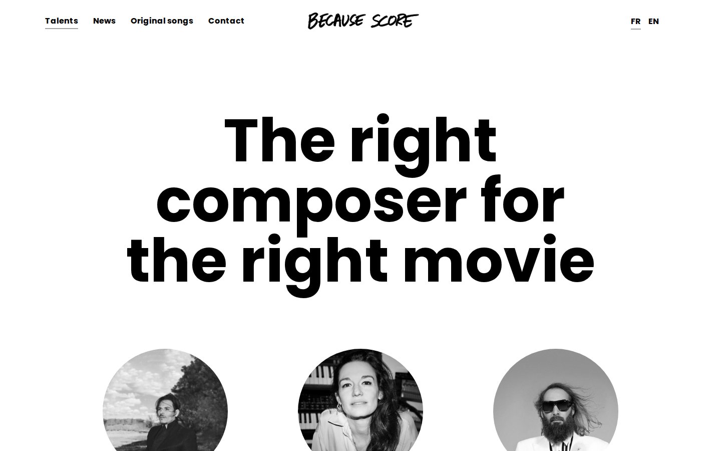 Capture d’écran du site Because Score