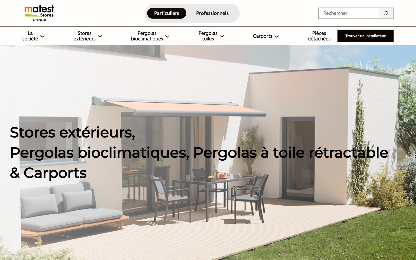 Capture d’écran du site Matest — site vitrine